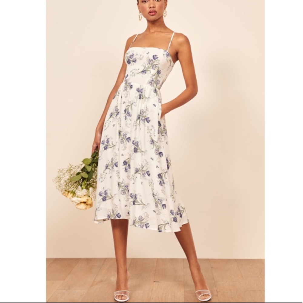 Reformation White Rosehip Midi Dress-New with tags